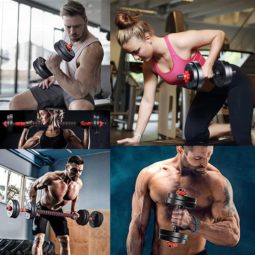 Mancuernas Pesas Y Barra Recta Kit De Ejercicio Ajustables Gym 20kg Utilizada Como Mancuerna, Para Hombres Y Mujeres, Gimnasio En Casa, Entrenamiento, Equipo De Fitness Multiusos Comercio