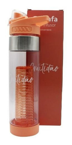 Garrafa Com Infusor Gratidão 750ml Salmão - Zona Criativa