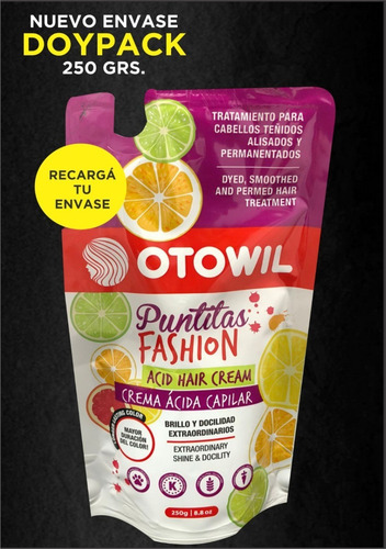 Imagen 2 de 4 de Doypack Puntitas Fashion Crema Ácida Otowil X250g
