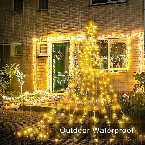 Luz De Cascada De Meteoritos De 350 Led, Decoración Navideña