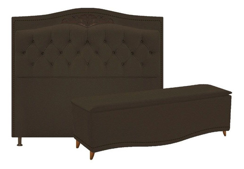 Kit Cabeceira E Calçadeira Yasmim 140 Cm Casal Corano Marrom
