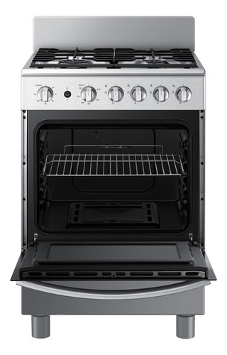 Samsung Cocina A Gas Con 4 Quemadores Con Quemador Rápido Co Color Silver Mirror