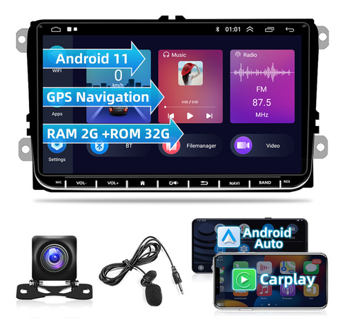 9 Android 11 Radio Coche Estéreo 2g+32g Para Vw Golf Jetta