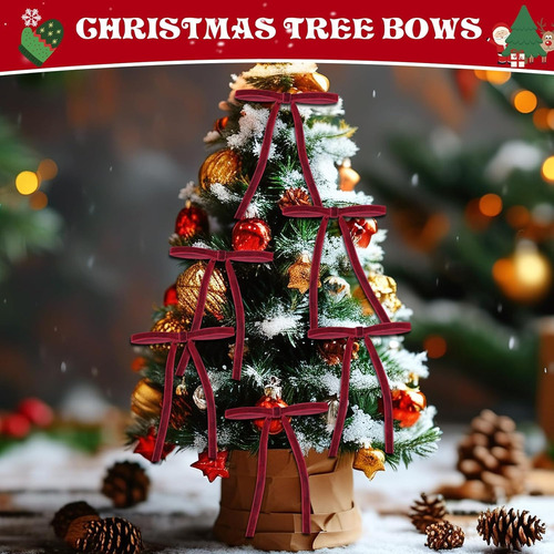 24 Piezas Adornos De Lazo De Terciopelo Navidad Guirnaldas
