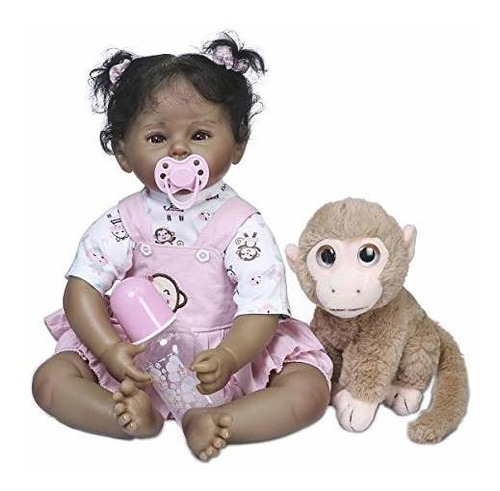 Muñeca - Icradle 22 Inch 55cm Reborn Baby Dolls Black Indian