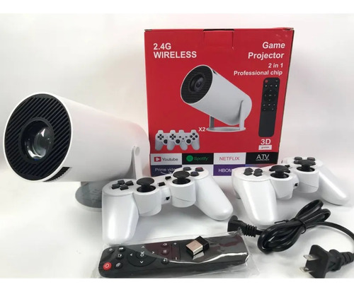 Proyector 2 En 1 Portatil Ultra Hd Game Juegos + 2 Joystick Blanco