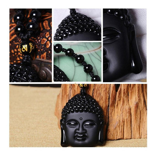 Imagen 6 de 10 de Collar De Obsidiana Cabeza De Buda