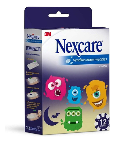 Parches Impermeables Monstruos 3m Nexcare 12 Unidades Infant