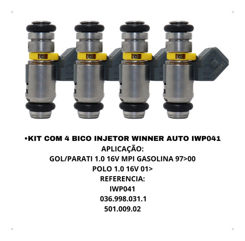Kit Com 4 Bico Injetor Iwp041 Gol Parati Polo Ibiza 1.0