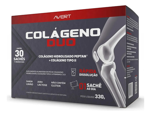 Kit 4 Colágeno Duo Tipo Ii 30 Sachês 11g - Avert Limão