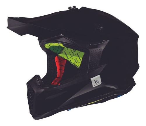 Casco Mt Moto Cross Mt Helmets Falcon Negro Brillante