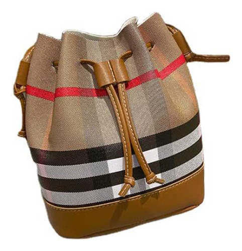 Bolsa Estilo Saco Listrada Para Mulheres Com Alças Tiracolo Acambamento dos ferragens N/D Cor Marrom Cor da correia de ombro Marrom Desenho do tecido Listrado