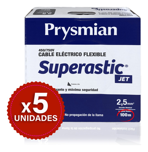 Cable 2.5mm Unipolar Superastic Pirelli Prysmian X500 Mts.