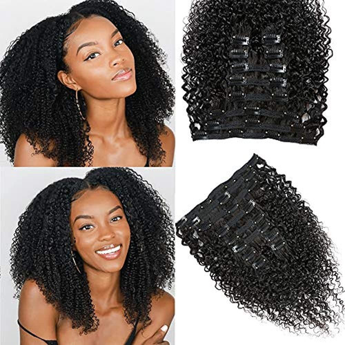 9a Kinky Curly Clip En Extensiones De Cabello Humano 12afro