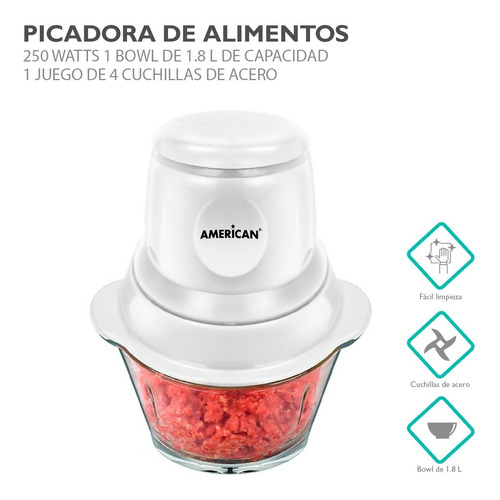 Procesador Picadora De Alimentos Carne Verduras 1.8 L 250w