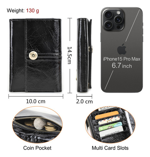 Cartera De Cuero Para Mujer Con Bloqueo Rfid De Navidad