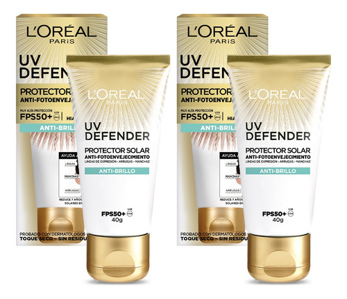 L'Oréal Paris UV Defender Antibrillo Pack 2 Unidades Cremas Facial Fps 50