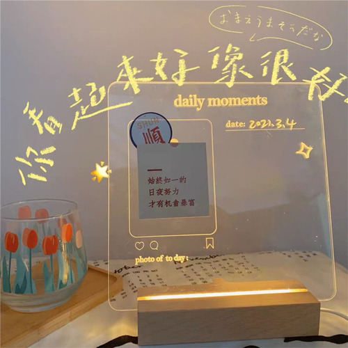 Tablero De Notas De Escritorio Acrílico Memo Borrable Led