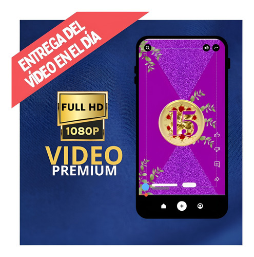 Video Invitación Animada (con Foto Opcional) Tarjeta Virtual 15 Años Morado