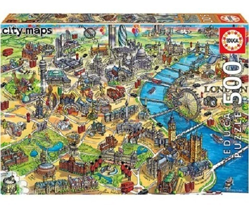 Londres Mapa Big Ben Tower Bridge Rompecabezas 500 Pz Educa 