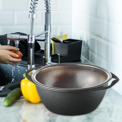Colador De Arroz De Acero Inoxidable Negro M