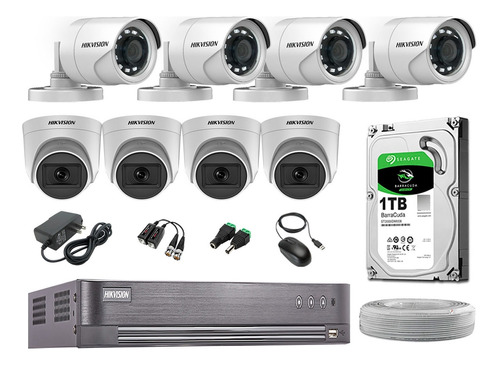 Cámaras Seguridad Kit 8 Full Hd Hikvision 4 Camaras Audio