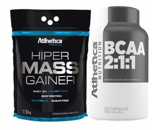 Kit Hipercalórico-hiper Mass Gainerr (3kg) + Bcaa 120 Caps