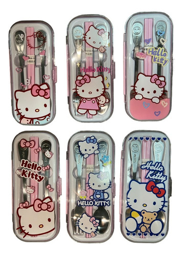 Set Estuche Portátil De Cubiertos Con Palillos/ Hello Kitty