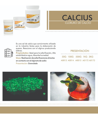 Cloruro De Calcio (calcius) 50 G Cocina Molecular