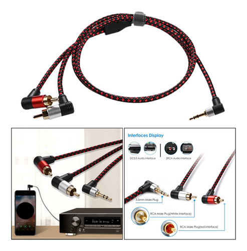 1,5 m Cable de Audio Coaxial de ángulo Recto Audio Digital RCA a RCA Cable Coaxial Dual de 90 Grados para Altavoz Hi-Fi Subwoofer Cable 
