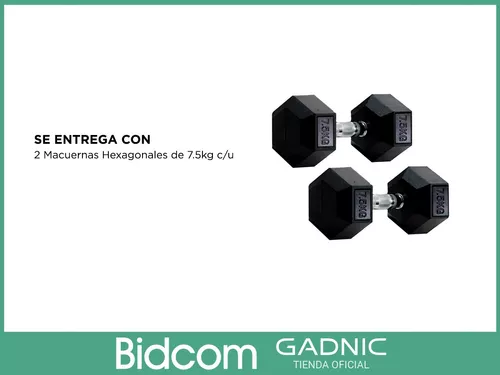 Set Mancuernas Hexagonales 2 X 7kg Gadnic Fit Engomadas Color Negro