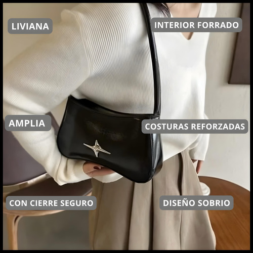 Cartera Mini Bag Mujer Eco Cuero Fiestas Grande Viaje Negro