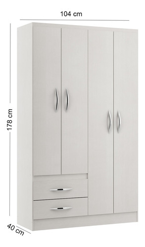 Imagen 6 de 6 de Mueble Ropero Blanco Multicolor 4 Puertas Modelo 2074.01