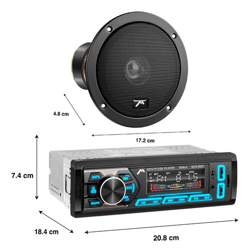 Autoestéreo Con Bocinas Mitzu Fm Bluetooth Mcs-9974boc