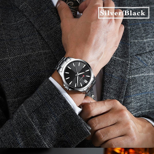 Aa Reloj Simple Con Cinturón De Acero Curren Para Hombre