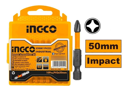 Puntas Ph2 X 50mm X 10 Und Alto Impacto Ingco Tipo Milwaukee