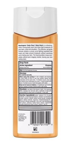 Imagen 2 de 2 de Limpiador Corporal Neutrogena Para Piel Con Tendencia Acneic