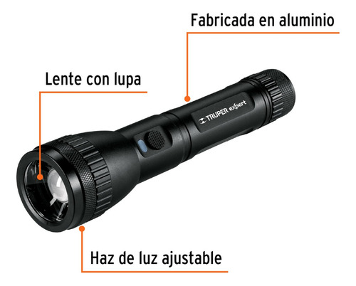 Linterna Led 290 Mts 670 Lumen Zoom Recargable Truper 16778