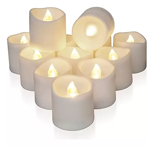 Velas votivas LED parpadeantes sin llama, funcionan con pilas, con  temporizador, 6 horas encendidas y 18 horas apagadas por ciclo, velas LED  para