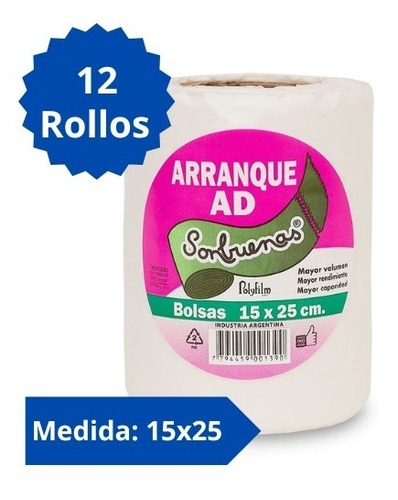 Bolsas Rollo Arranque Freezer 15x25 250gr Bulto 12 Rollos