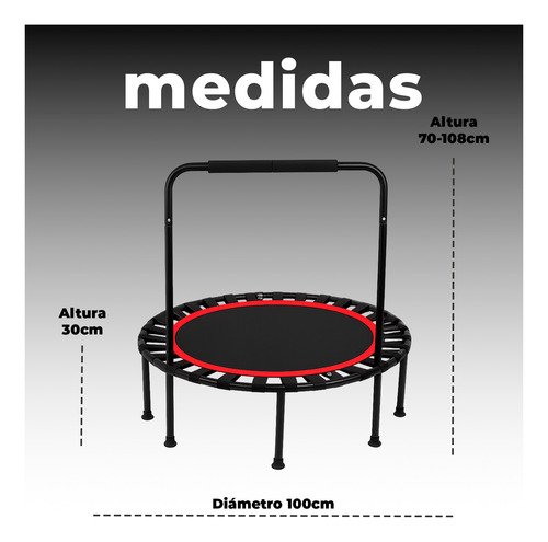 Trampolín Fitness Con Soporte, Ligas Y Plegable 1 Mt
