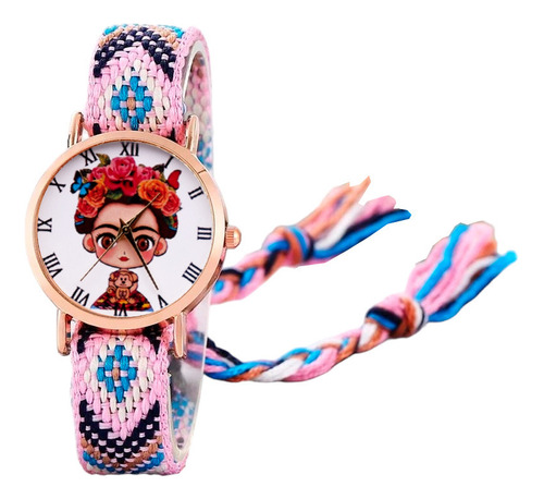 Reloj Frida Tejido Hilos Artesanal Mujer Dama + Estuche