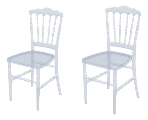 Kit 2 Cadeiras Dior Pc Transparente Eventos Festa Empilhável Estrutura Da Cadeira Branco Assento Branco