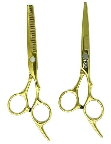 Tijeras Corte De Cabello Corte Lisa 5,75  Y Entresacar Oro