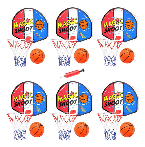 6 Paquete Mic Mini Basketball Indoor Hoop Set Con Pelota Y B