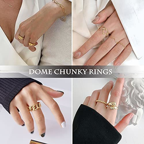10 Anillos Ajustables Para Mujer Enchapados En Oro De 18 K