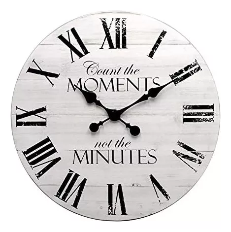 Reloj de pared grande, reloj de pared rústico envejecido, reloj de pared de  madera blanco silencioso para decoración de sala de estar (24 pulgadas)
