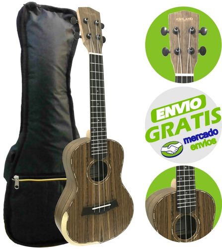 Ukelele Concierto Con Funda Acolchada Ashland Uk205c - Cuo