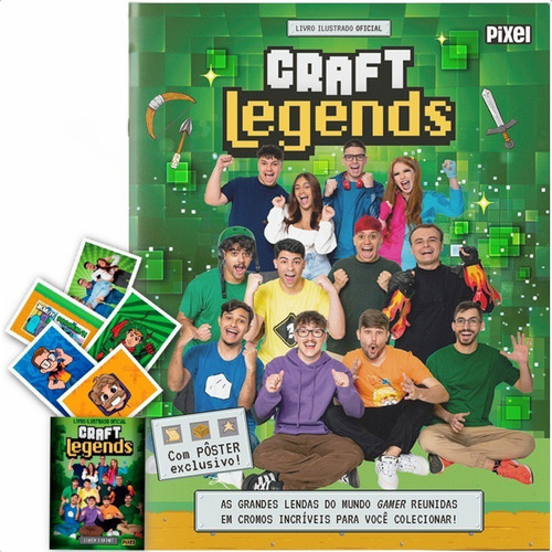 Álbum Craft Legends Oficial + 100 Figurinhas (20 Envelopes)