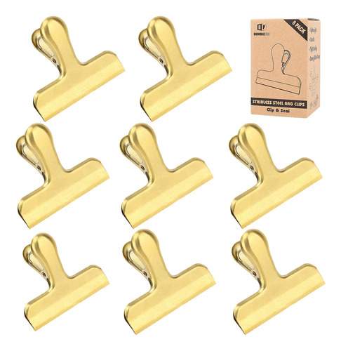 Paquete De 8 Clips Para Bolsa, Acero Inoxidable Y Metal Resi